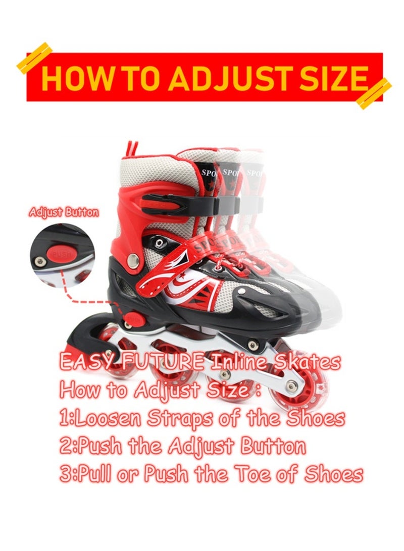 EASY FUTURE Skate Shoes Adjustable Inline Skates for Kids Flashing LED Wheels Roller Skates for Boys Girls Beginners Including Full Protective Gear Set NO.1301H - Image 3